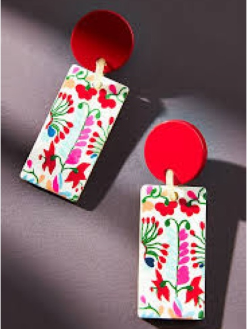 ANTHROPOLOGIE Sunshine Tienda Feliz Cabana Drop Earrings Red Multicolor NWOT